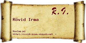 Rövid Irma névjegykártya
